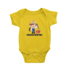 Birthday Construction Repair Worker Girl Addname Baby Romper
