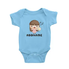 Birthday Music Band Girl Playing Tambourine Addname Baby Romper
