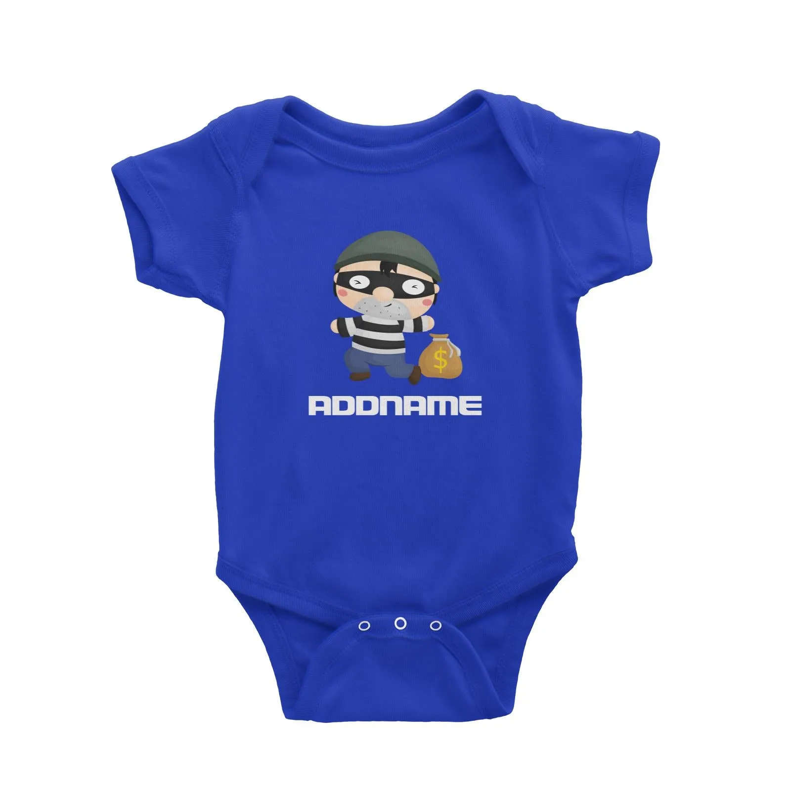 Birthday Police Thief Escaping With Bag Of Money Addname Baby Romper
