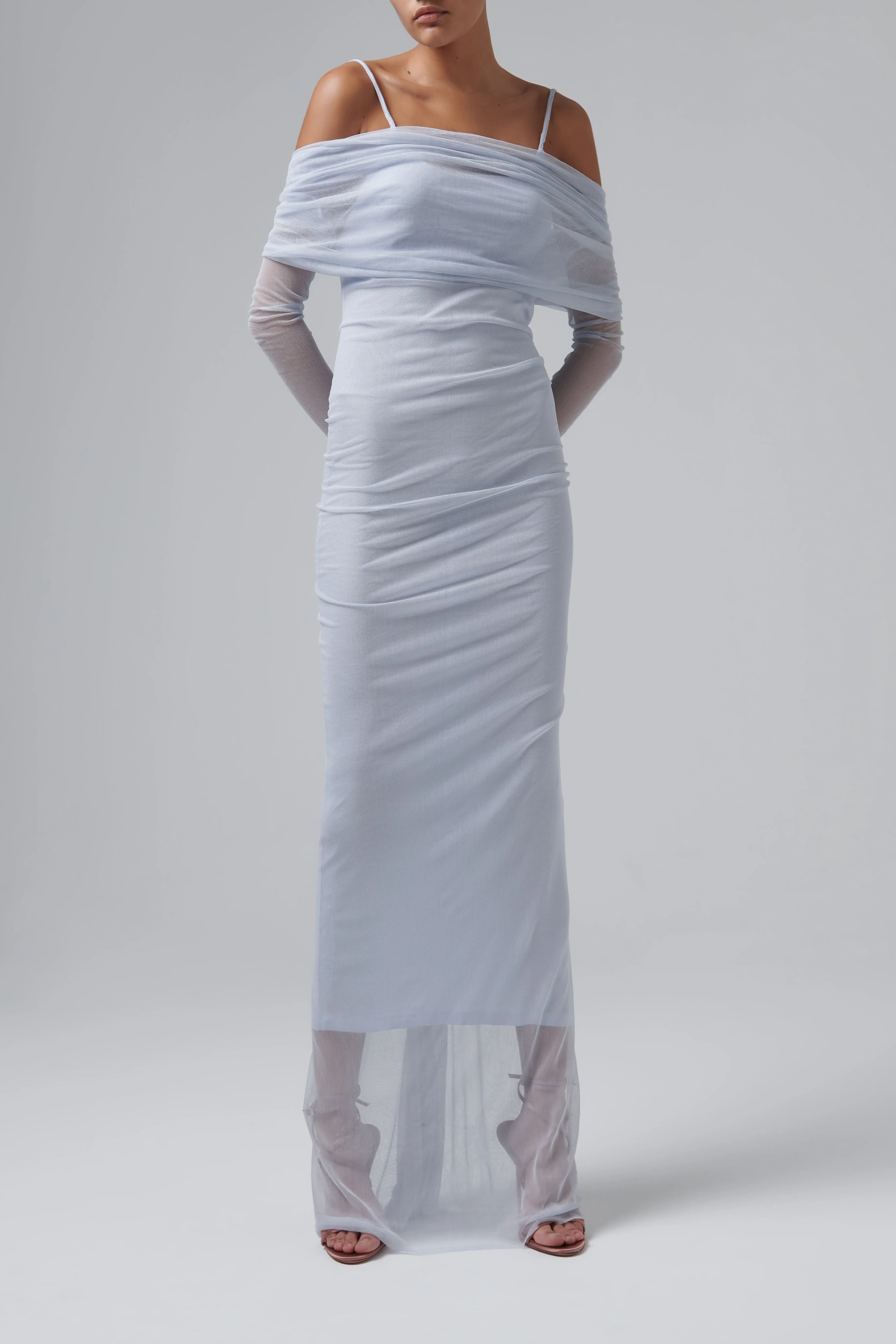 Blue Veiled Maxi Dress