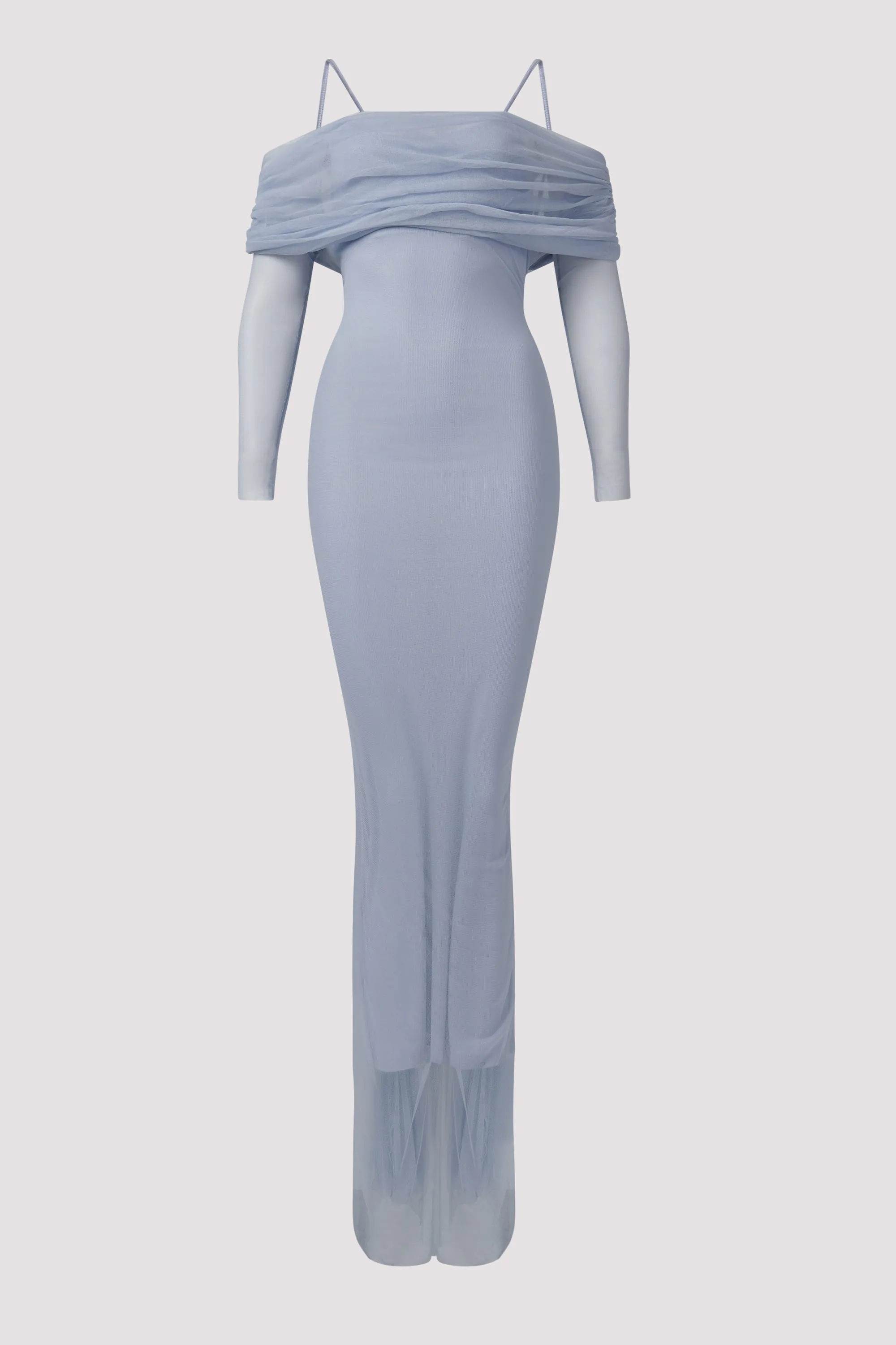 Blue Veiled Maxi Dress