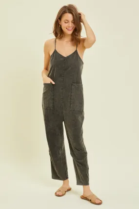 Blue Zone Planet |  HEYSON Full Size Mineral-Washed Oversized Jumpsuit with Pockets
