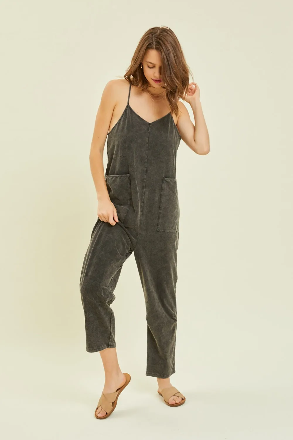 Blue Zone Planet |  HEYSON Full Size Mineral-Washed Oversized Jumpsuit with Pockets