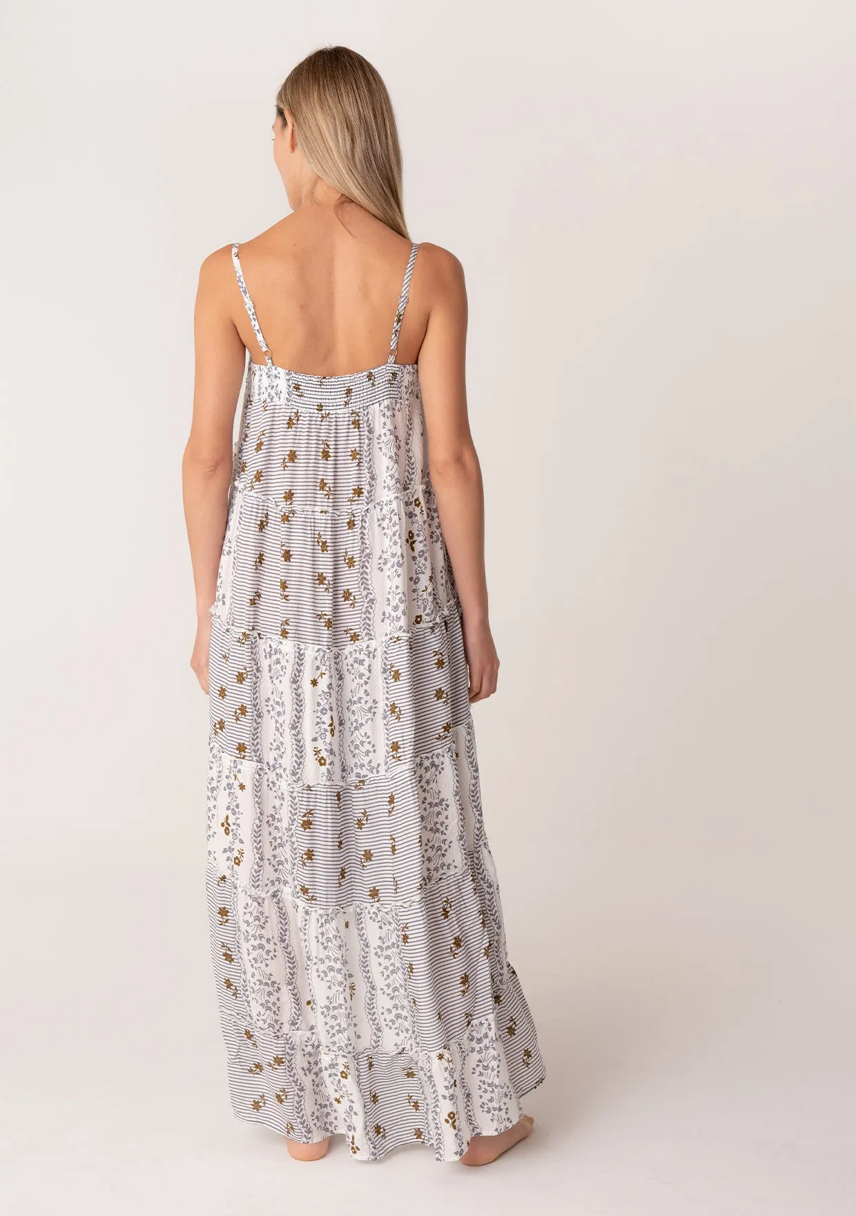 Bohemian Striped Floral High Low Maxi Dress