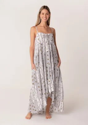 Bohemian Striped Floral High Low Maxi Dress
