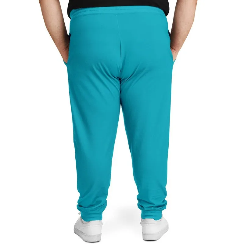Bright Warm Cyan Joggers | Unisex | with PLUS sizes | Bright Pure Warm Cyan | C100M0Y25K0