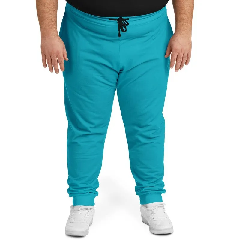Bright Warm Cyan Joggers | Unisex | with PLUS sizes | Bright Pure Warm Cyan | C100M0Y25K0