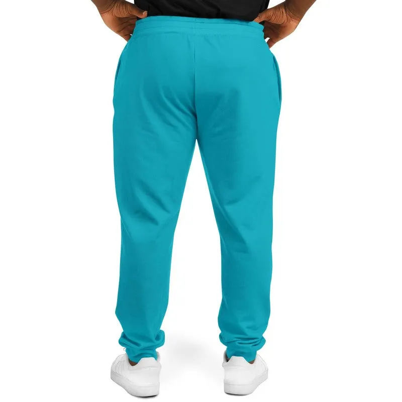 Bright Warm Cyan Joggers | Unisex | with PLUS sizes | Bright Pure Warm Cyan | C100M0Y25K0