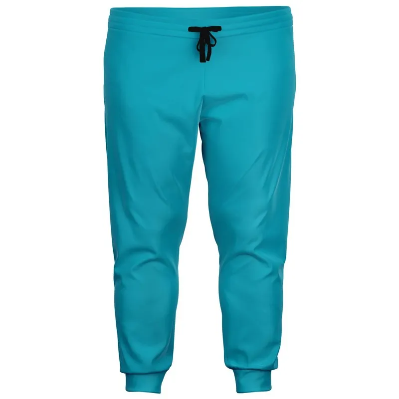 Bright Warm Cyan Joggers | Unisex | with PLUS sizes | Bright Pure Warm Cyan | C100M0Y25K0