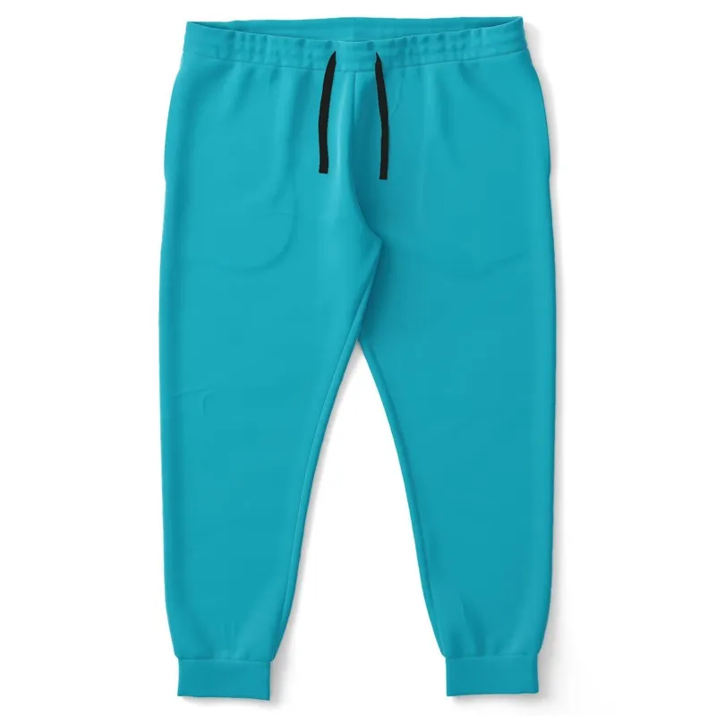 Bright Warm Cyan Joggers | Unisex | with PLUS sizes | Bright Pure Warm Cyan | C100M0Y25K0