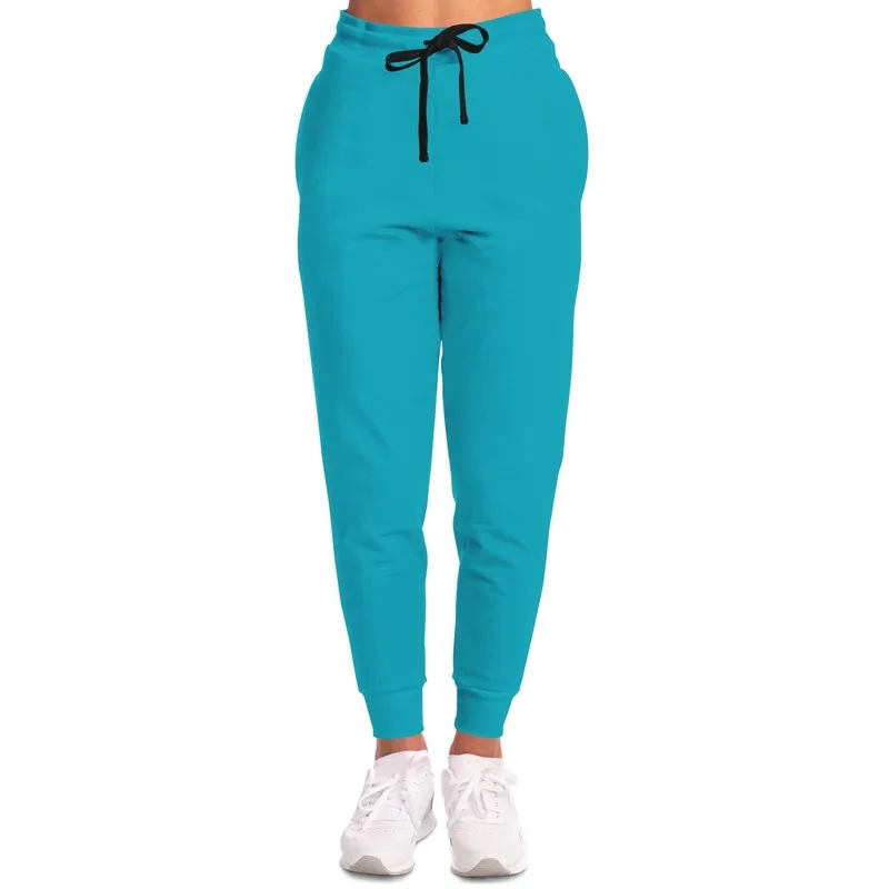Bright Warm Cyan Joggers | Unisex | with PLUS sizes | Bright Pure Warm Cyan | C100M0Y25K0