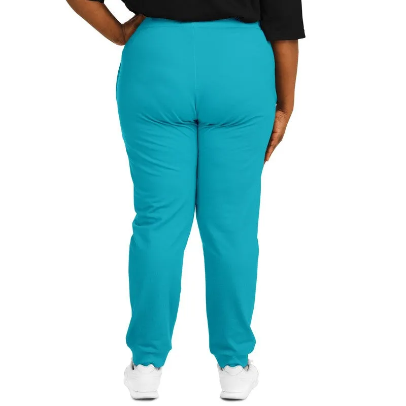 Bright Warm Cyan Joggers | Unisex | with PLUS sizes | Bright Pure Warm Cyan | C100M0Y25K0