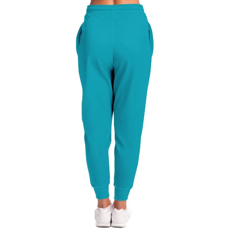 Bright Warm Cyan Joggers | Unisex | with PLUS sizes | Bright Pure Warm Cyan | C100M0Y25K0
