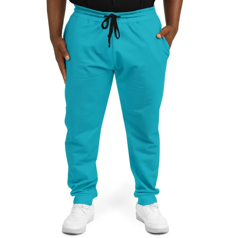 Bright Warm Cyan Joggers | Unisex | with PLUS sizes | Bright Pure Warm Cyan | C100M0Y25K0