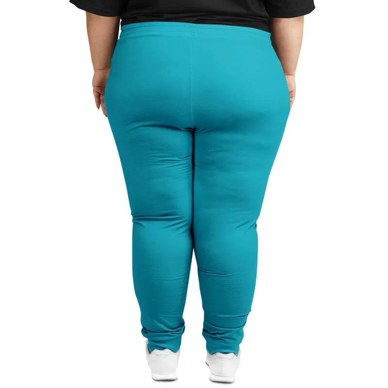 Bright Warm Cyan Joggers | Unisex | with PLUS sizes | Bright Pure Warm Cyan | C100M0Y25K0