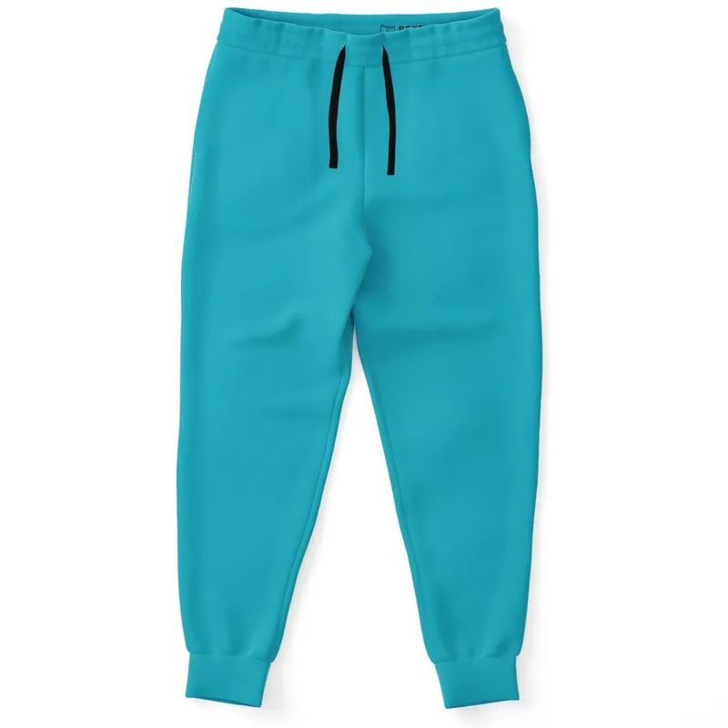 Bright Warm Cyan Joggers | Unisex | with PLUS sizes | Bright Pure Warm Cyan | C100M0Y25K0
