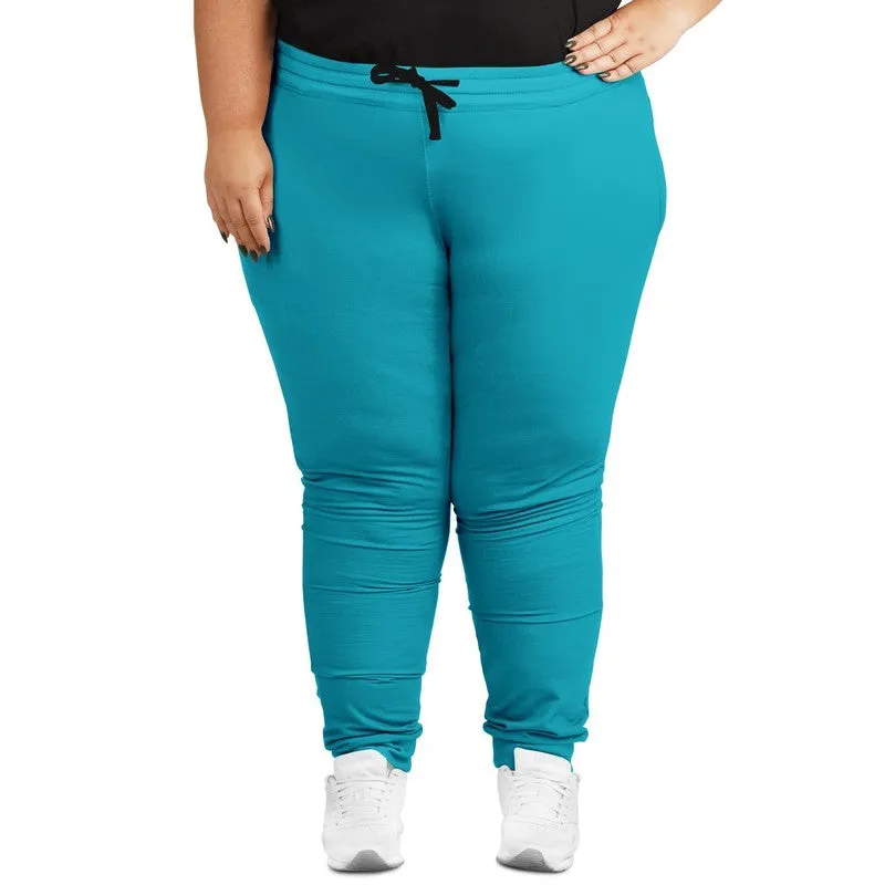 Bright Warm Cyan Joggers | Unisex | with PLUS sizes | Bright Pure Warm Cyan | C100M0Y25K0