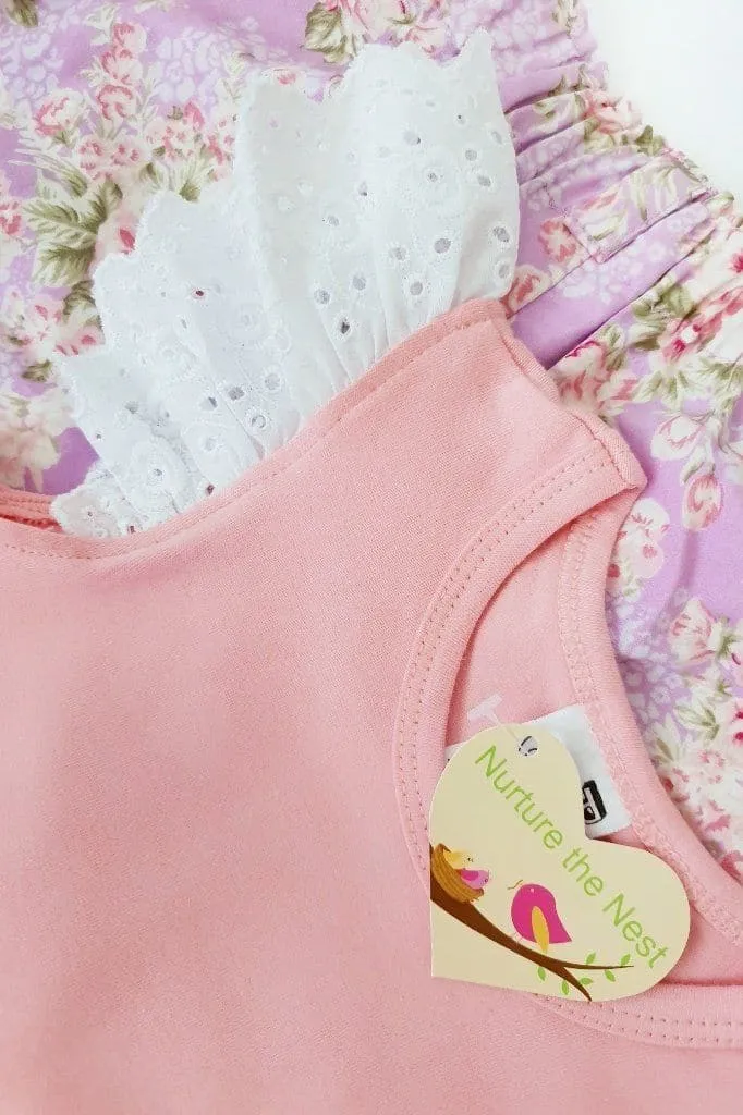 Broderie Anglaise Flutter Romper - Peach - 0000 to 2yrs