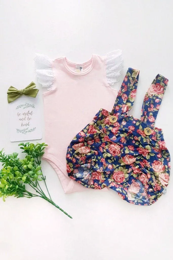 Broderie Anglaise Flutter Romper - Pink - 0000 to 2yrs