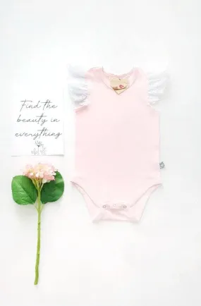Broderie Anglaise Flutter Romper - Pink - 0000 to 2yrs
