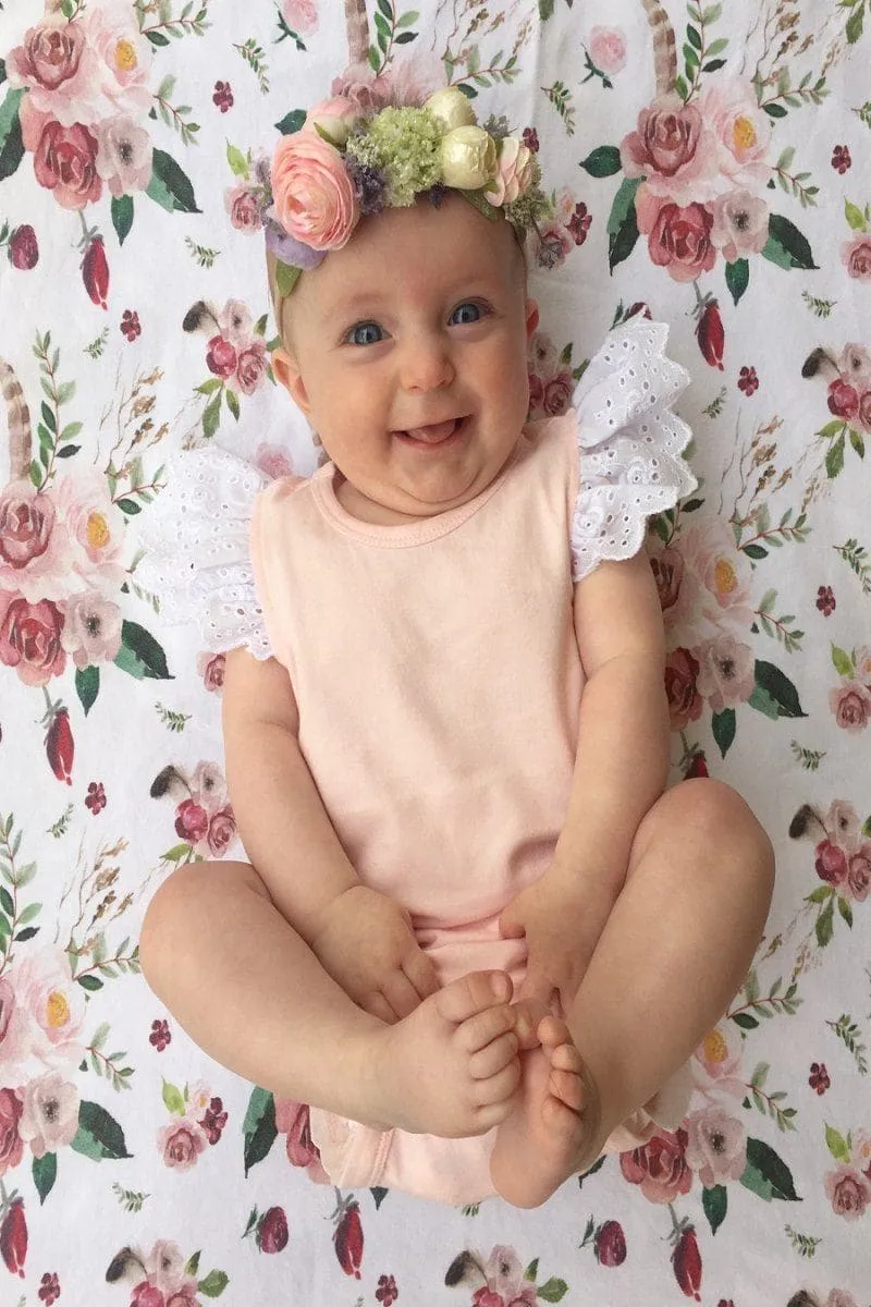 Broderie Anglaise Flutter Romper - Pink - 0000 to 2yrs