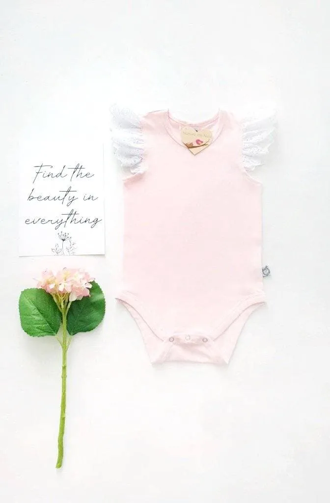 Broderie Anglaise Flutter Romper - Pink - 0000 to 2yrs