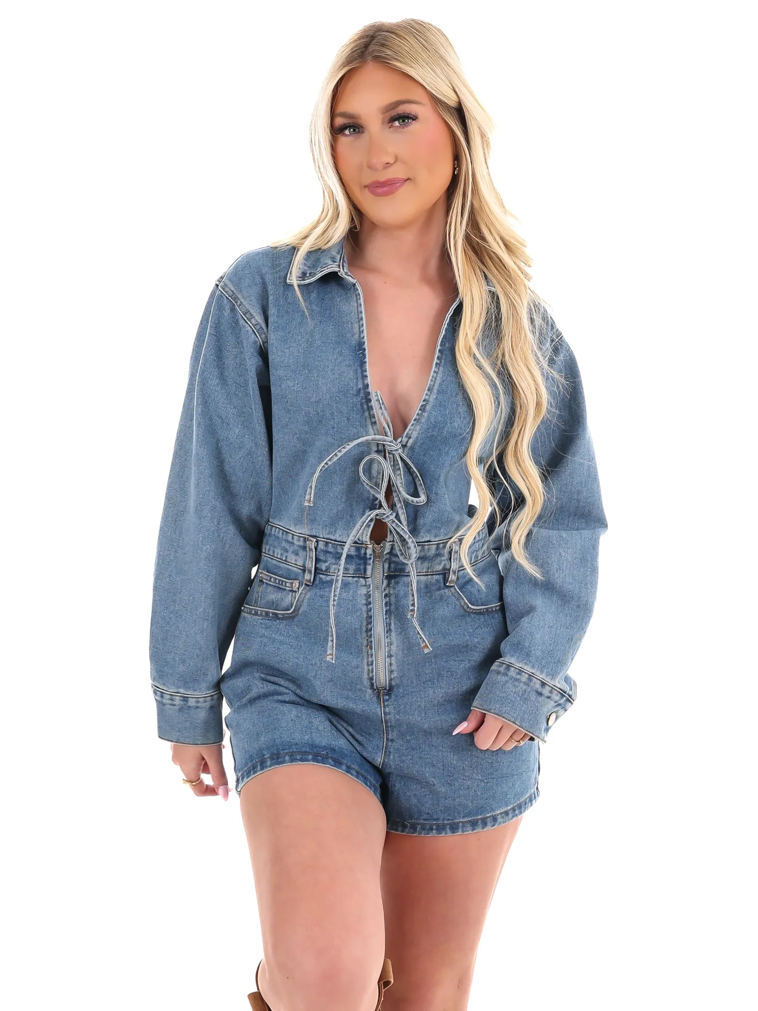 Came Prepared Denim Romper