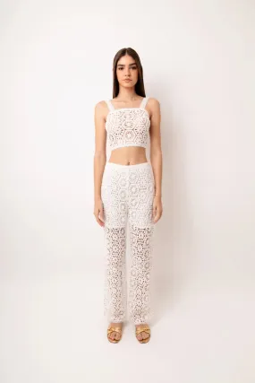 Capri Crochet Rear Zip Straight Pants
