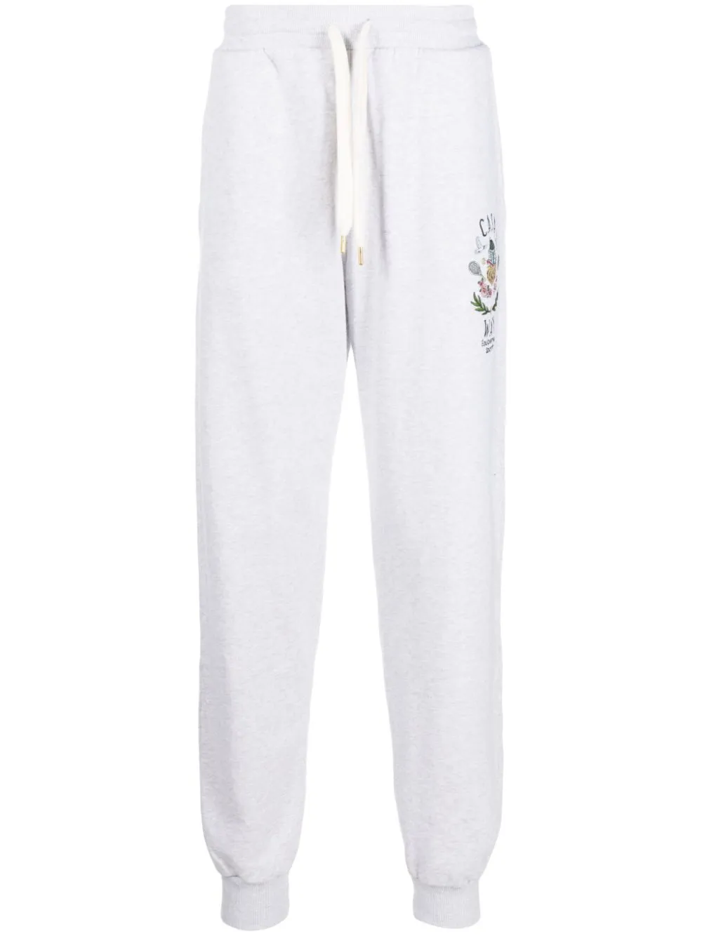 Casa Way-embroidery organic cotton track pants