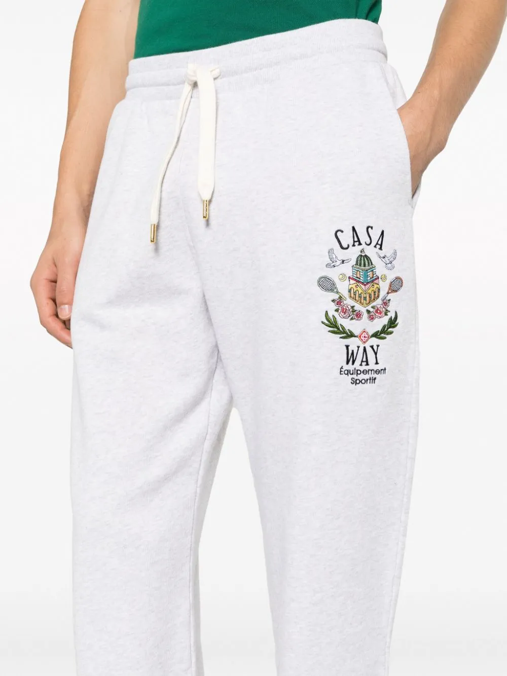 Casa Way-embroidery organic cotton track pants