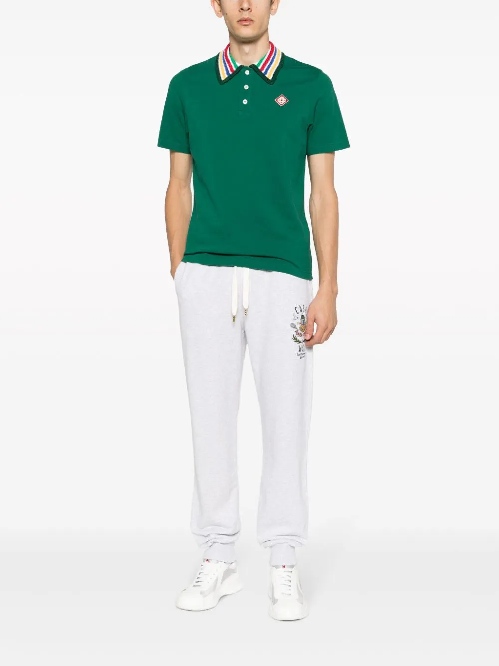 Casa Way-embroidery organic cotton track pants