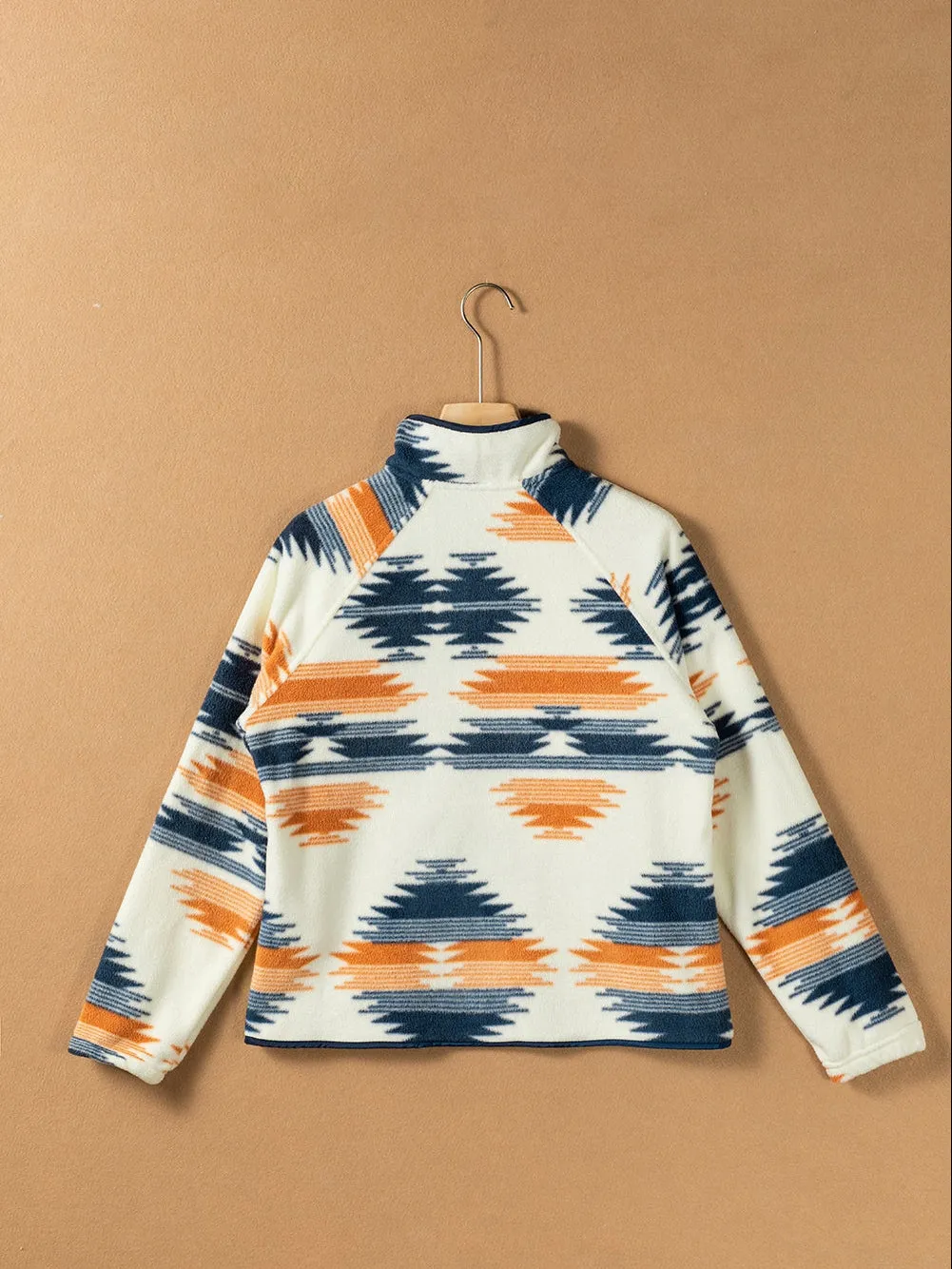 Casual Fleece Jacket in Tribal Print