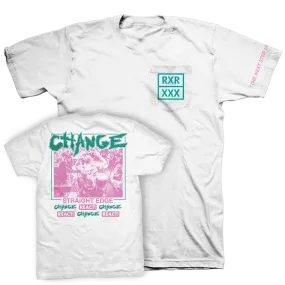 Change "Straight Edge - Pink & Green Variant" White T-Shirt