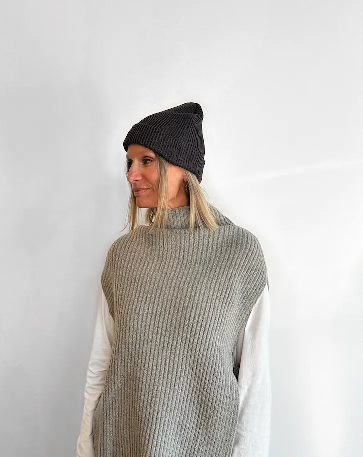 Charcoal Cotton Knit Beanie