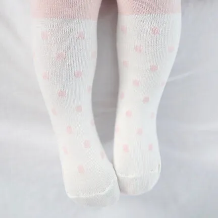 Colorblock Polka-Dot Tights - Pink