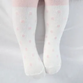 Colorblock Polka-Dot Tights - Pink