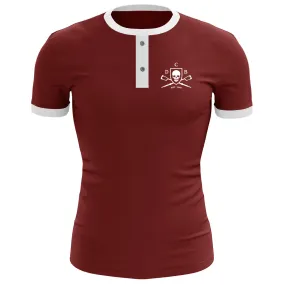 Crimson Death Barge 100% Cotton Henley Shirt