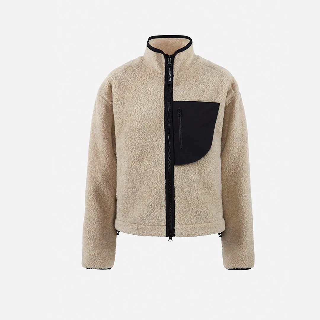Cropped Pile Fleece Jacket, Natural