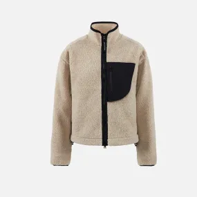 Cropped Pile Fleece Jacket, Natural