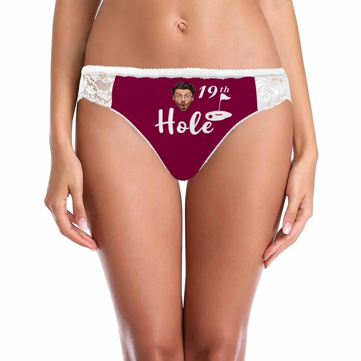 Custom Face Womens Panties Golf 19th Hole Underwear Personalized Face Sexy Panties Women's Lace Panty