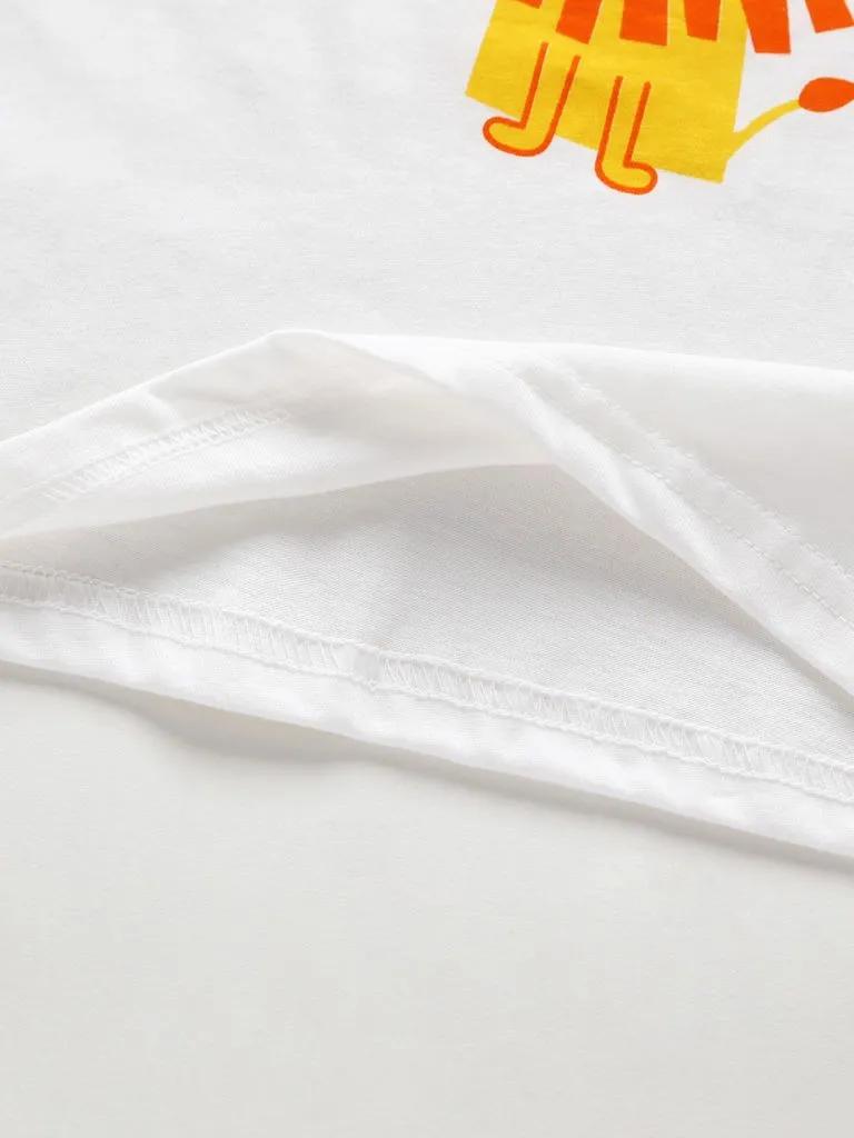 Cute Cartoon Lion Color-blocking T-shirt for Baby Little Boy