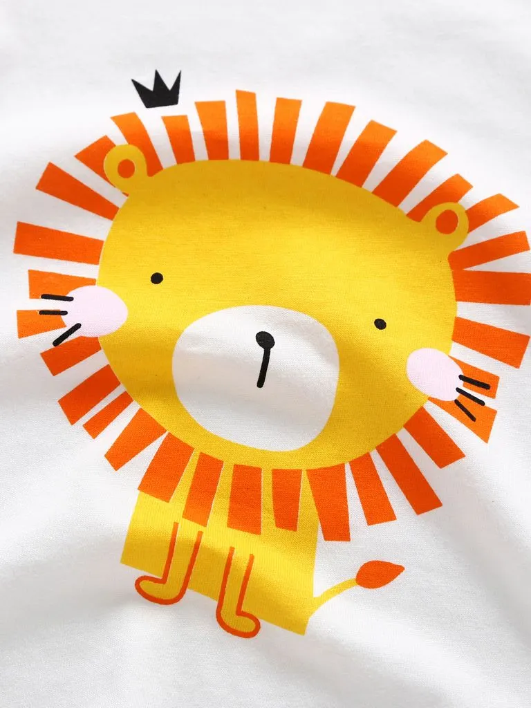 Cute Cartoon Lion Color-blocking T-shirt for Baby Little Boy