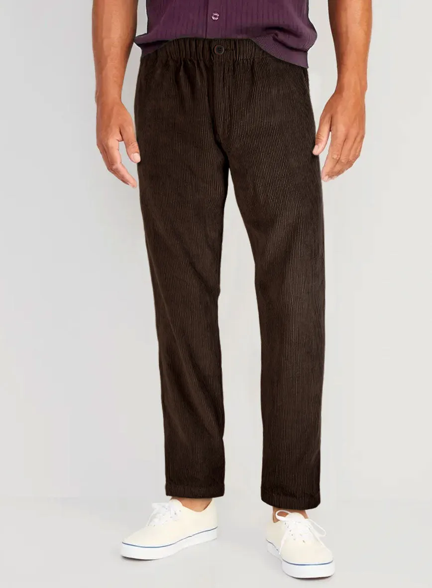 Dark Brown Stretch Pin Corduroy Easy Pants