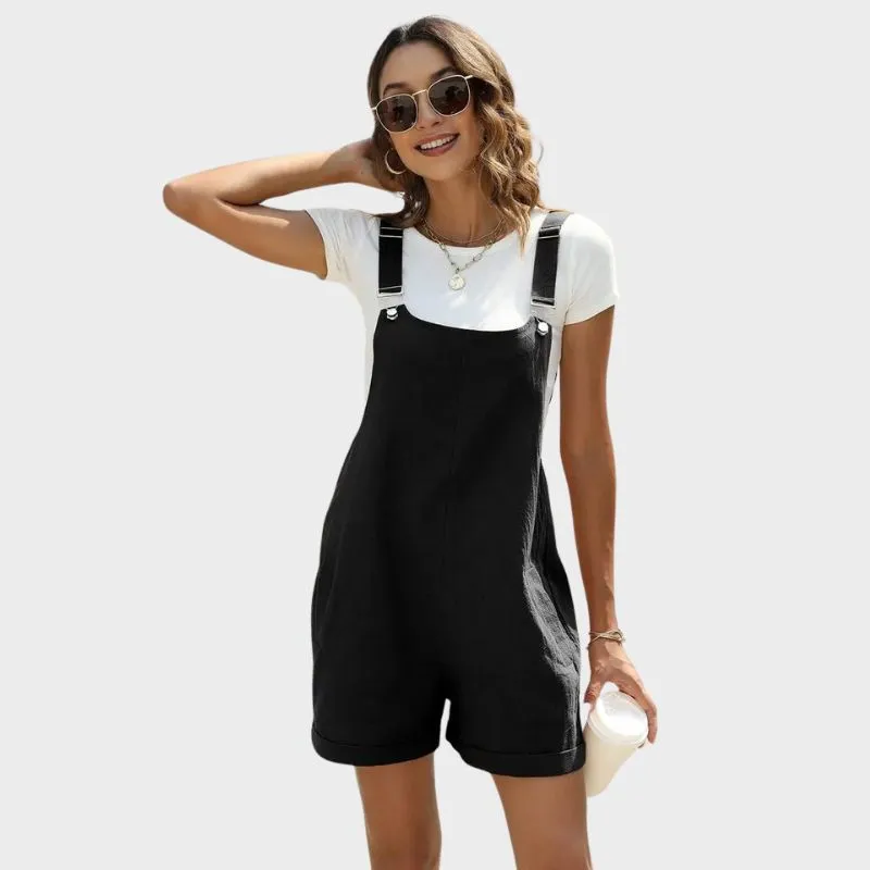DASHA - Ärmlös jumpsuit i bomull-linne för kvinnor