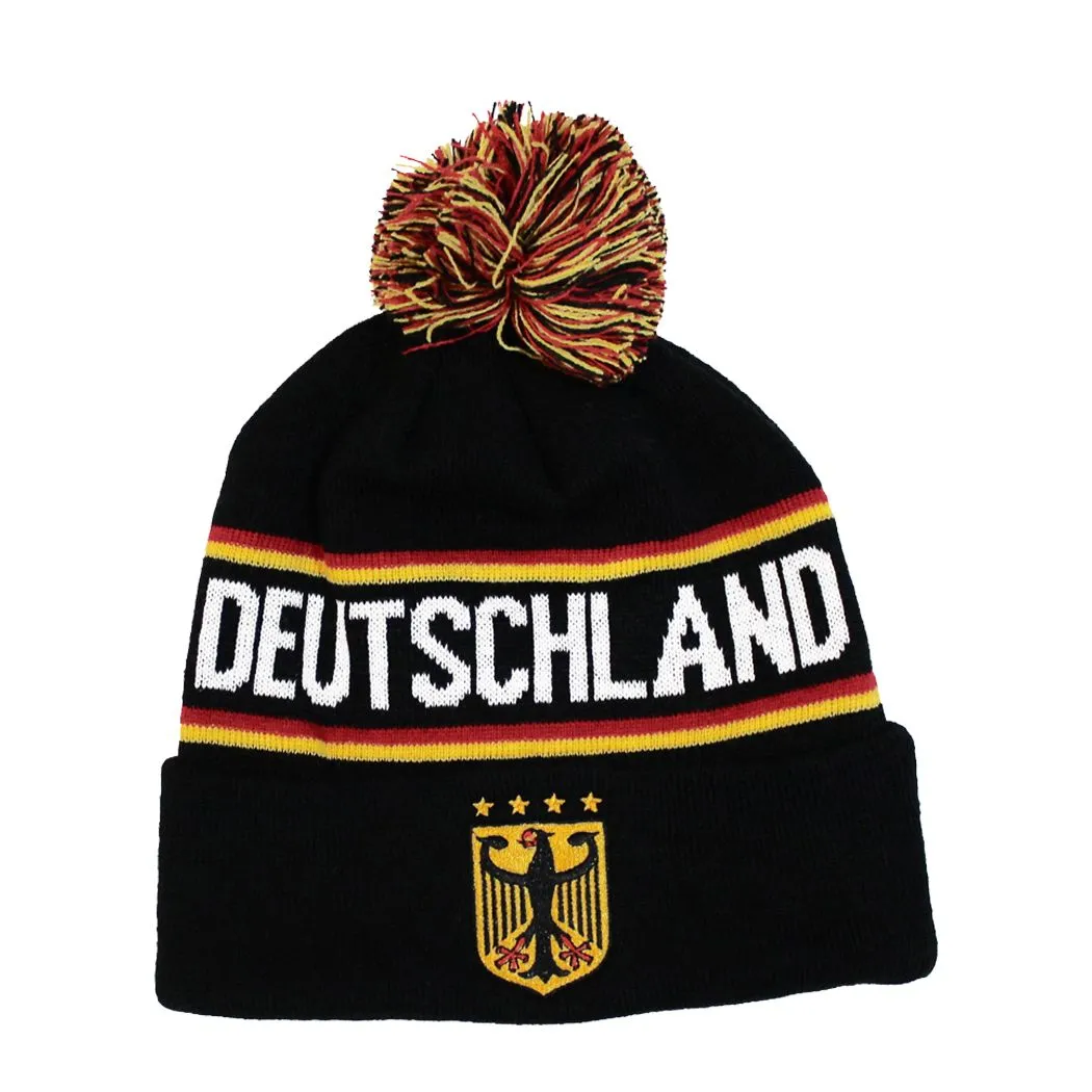 Deutschland/Germany Knit Hat with Pom Pom with white Letters