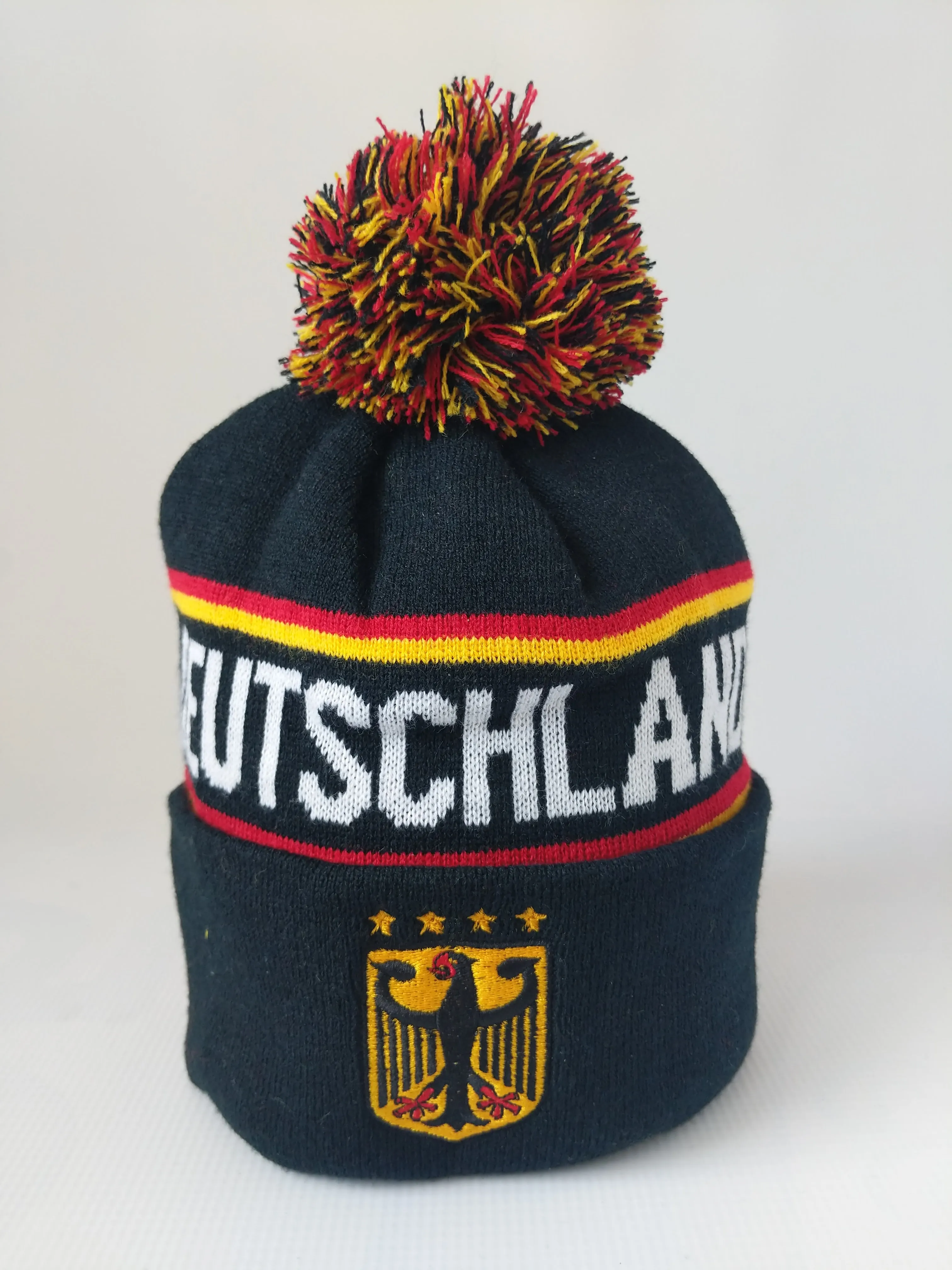 Deutschland/Germany Knit Hat with Pom Pom with white Letters