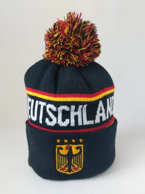 Deutschland/Germany Knit Hat with Pom Pom with white Letters