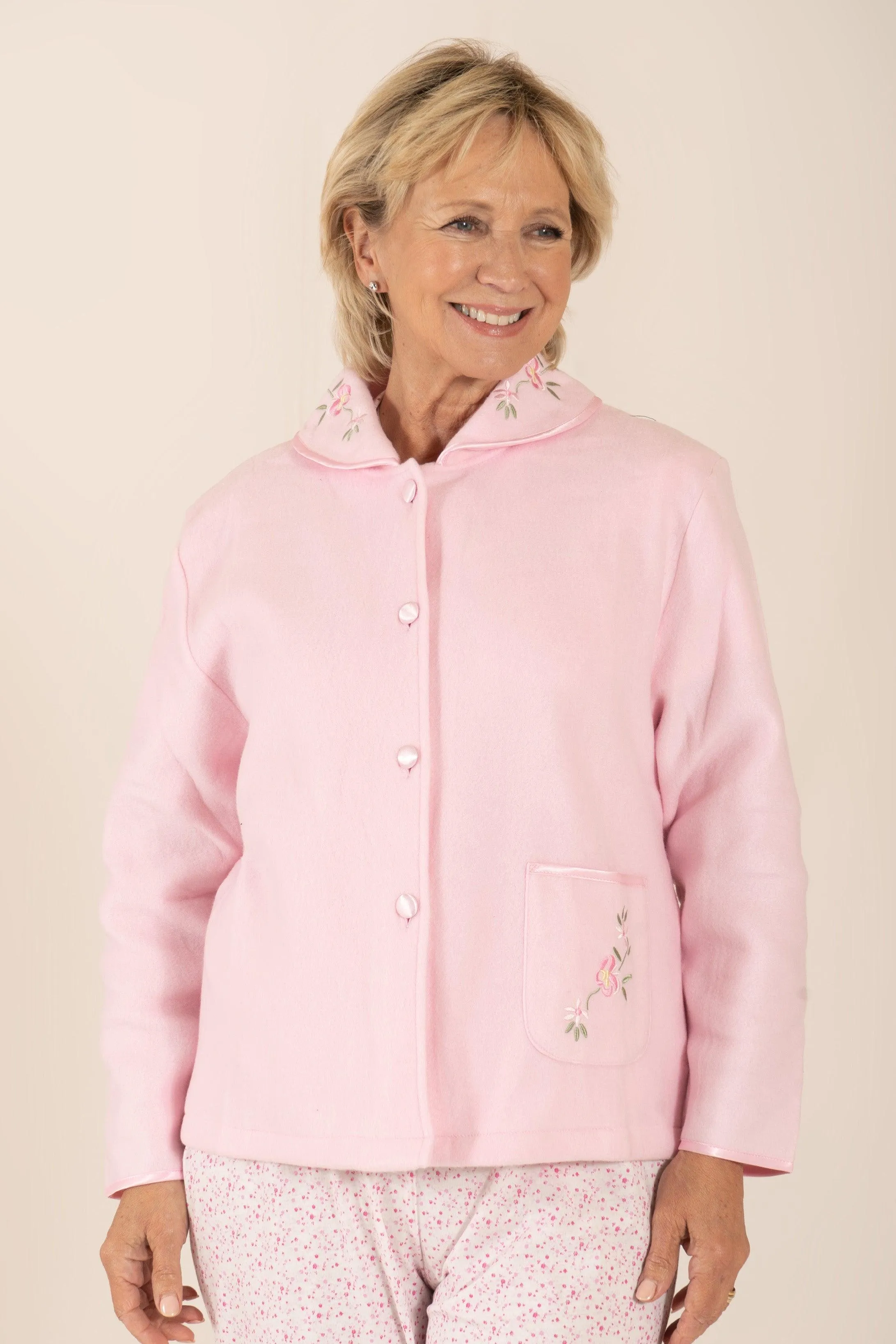 Embroidered Collar Bed Jacket