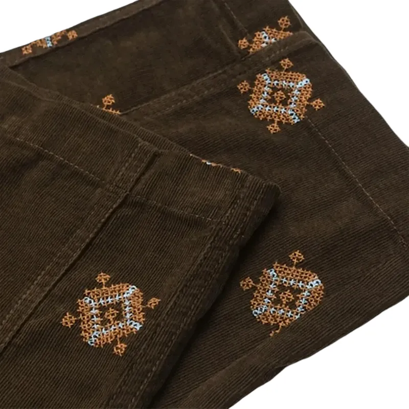 Embroidered corduroy baggy joggers