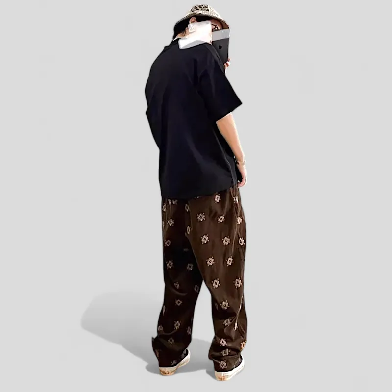 Embroidered corduroy baggy joggers